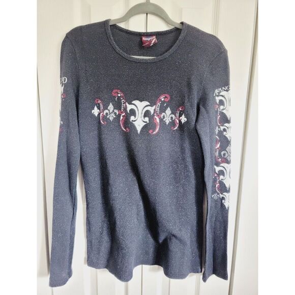 Phillip Laurent Men's XL Avangard T-Shirt Comb Cotton Stretch L/S Silver Sparkle - Picture 1 of 11